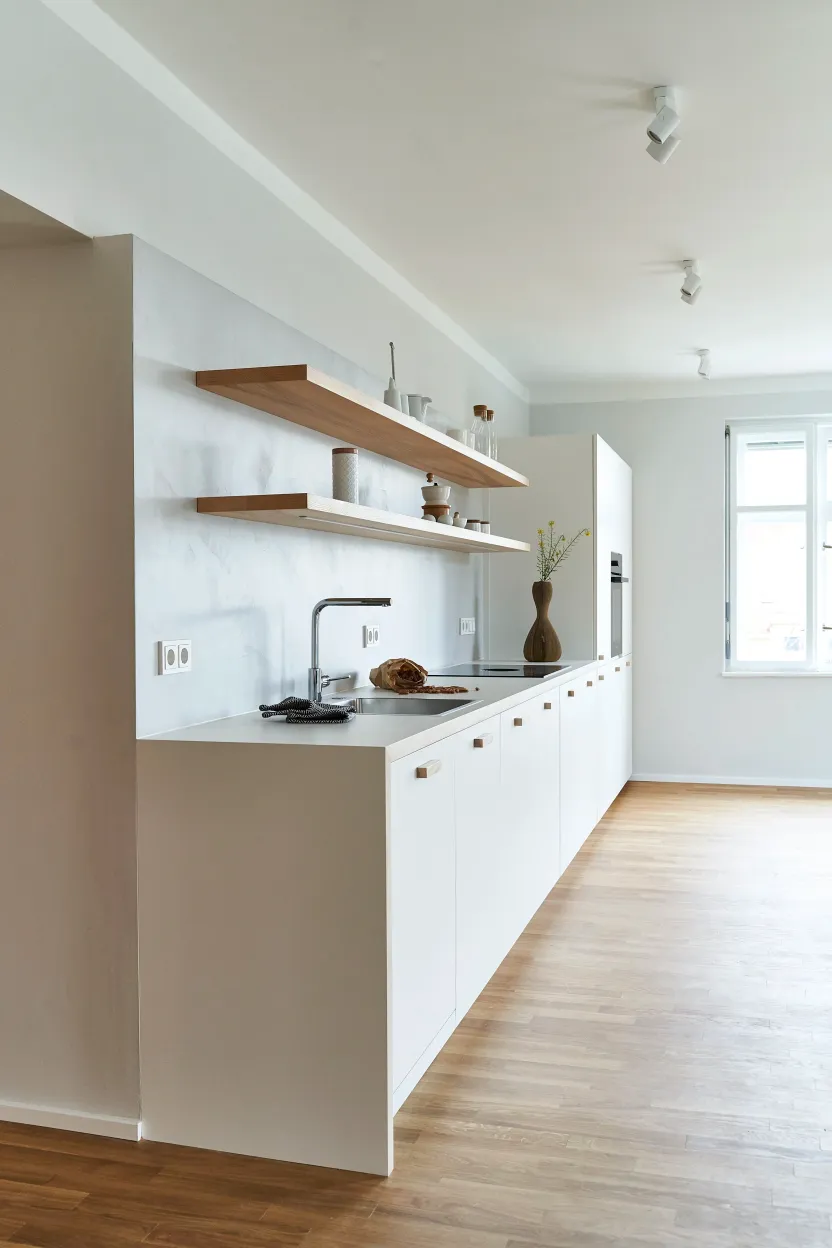 Küchenzeile mit Spüle und Blick zum Altbaufenster